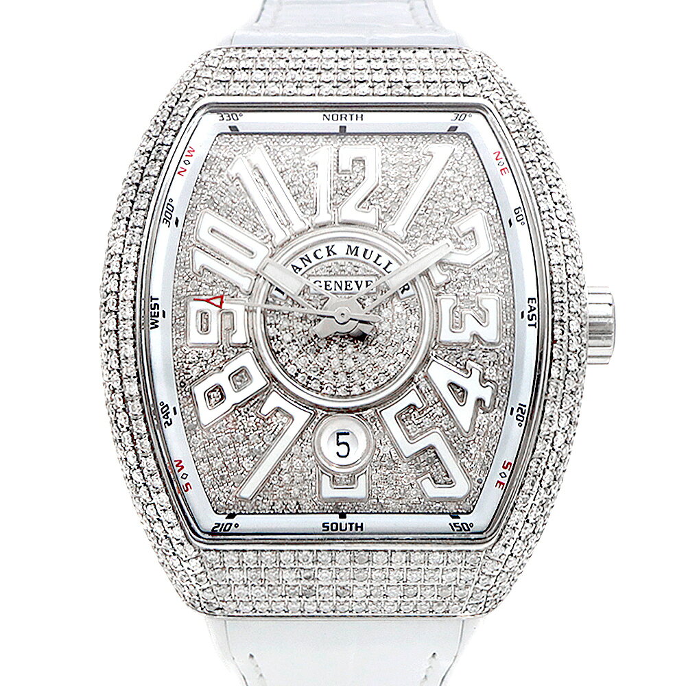 FRANCK MULLER フランクミュラー ヴァンガード ダイヤベゼル V41SCDT ダイヤモンド ダイヤ文字盤 デイト SS ステンレス アフターダイヤ メンズ 自動巻き【6ヶ月保証】【中古】【腕時計】