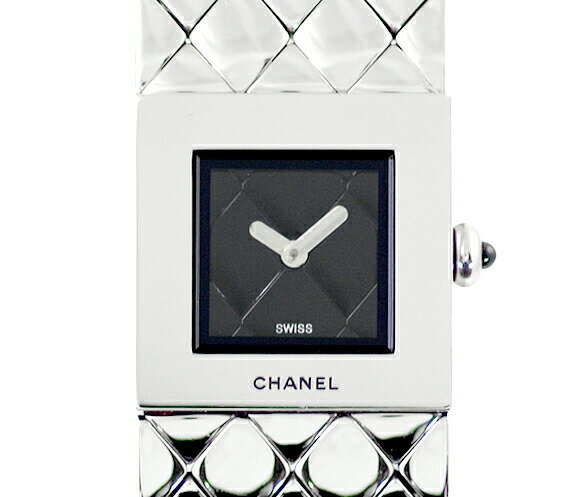 電池交換済み CHANEL シャネル マトラッセ H0009 黒 ブラック SS ステンレス レディ ...