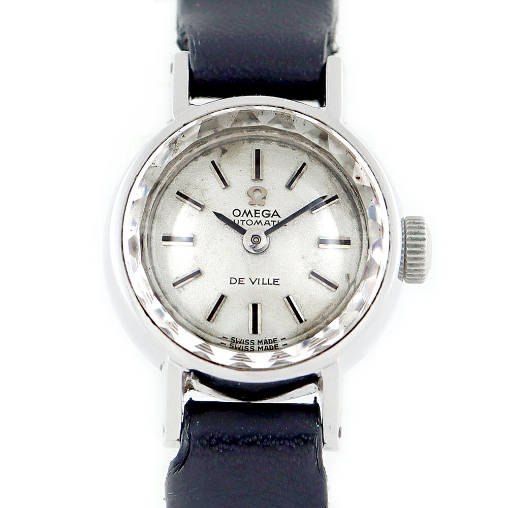 希少品 OMEGA オメガ DeVille デビル 551.038 Cal.661 24石 カットガラス シルバー SS ステンレス レディース 自動巻き アンティーク ヴィンテージ【腕時計】【中古】