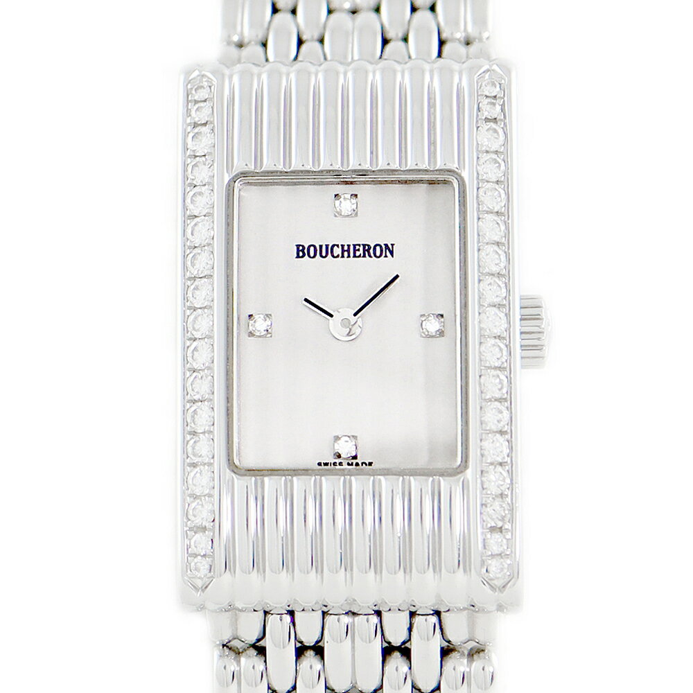 替えベルト付き 電池交換済 BOUCHERON ブシュロン リフレ 純正ダイヤモンド ダイヤベゼル 4Pダイヤ シルバー SS ステンレス レディース クォーツ【6ヶ月保証】【腕時計】【中古】のサムネイル
