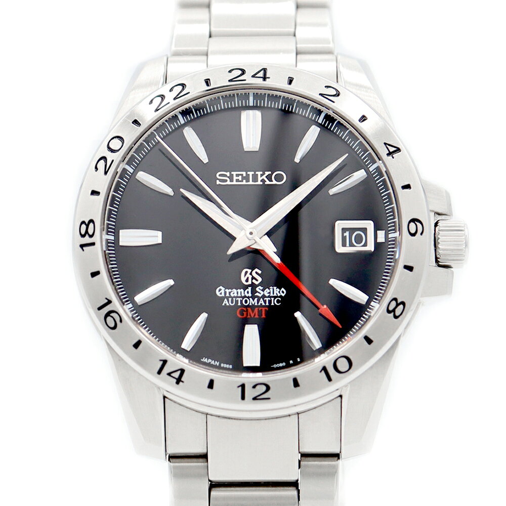 内部点検済 SEIKO セイコー グランドセイコー GS メカニカル GMT SBGM027 9S66-00B0 デイト ブラック SS ステンレス メンズ 自動巻き【6ヶ月保証】【腕時計】【中古】