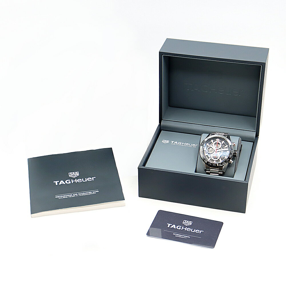TAG Heuer タグホイヤー カレラ キャリバーホイヤー 01 クロノグラフ CAR201V 100m防水 デイト 裏スケ 黒 ブラック スケルトン CE セラミック SS ステンレス メンズ 自動巻き【6ヶ月保証】【腕時計】【中古】