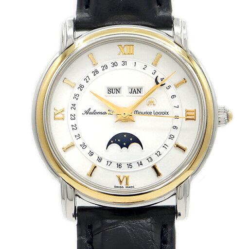 内部点検済 MAURICE LACROIX モーリスラクロア マスターピース ムーンフェイズ 37757 トリプルカレンダー 白 ホワイト K18YG イエローゴールド SS ステンレス コンビ 純正ベルト 純正尾錠 メンズ 自動巻き【6ヶ月保証】【腕時計】【中古】 内部点検済 MAURICE LACROIX モーリスラクロア マスターピース ムーンフェイズ 37757 トリプルカレンダー 白 ホワイト K18YG イエローゴールド SS ステンレス コンビ 純正ベルト 純正尾錠 メンズ 自動巻き【6ヶ月保証】【腕時計】【中古】