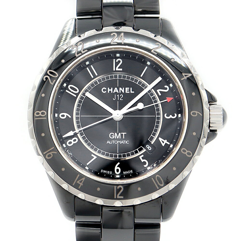 内部点検済 CHANEL シャネル J12 GMT H2012 42mm 100m防水 デイト 黒  ...