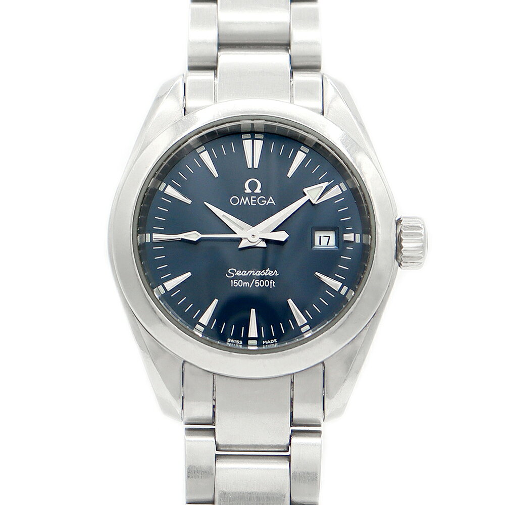 電池交換済 OMEGA オメガ シーマスター アクアテラ 2577.80 デイト 150m防水 青  ...