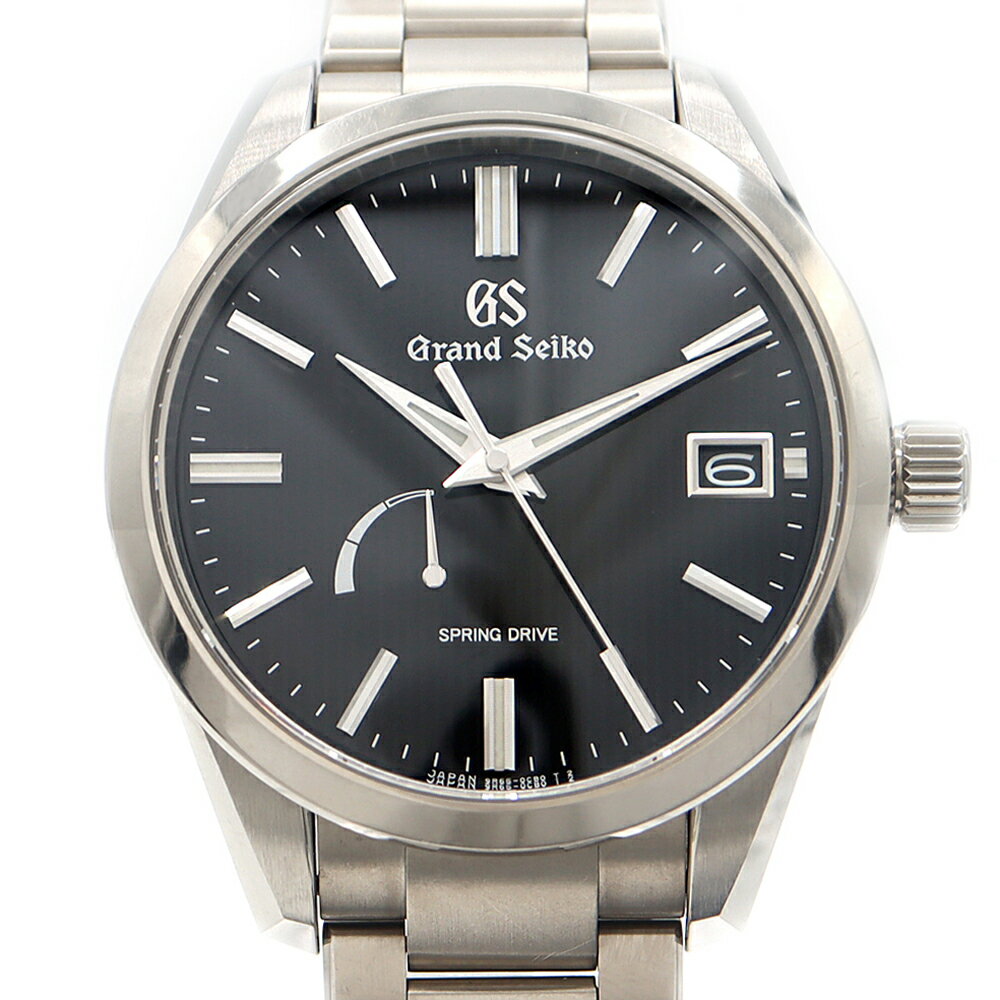 SEIKO セイコー GS グランドセイコー ヘリテージコレクション スプリングドライブ 9R65-0CJ0 SBGA349 100m防水 パワーリザーブ デイト 黒 ブラック Ti ブライトチタン メンズ 自動巻き【6ヶ月保証】【腕時計】【中古】