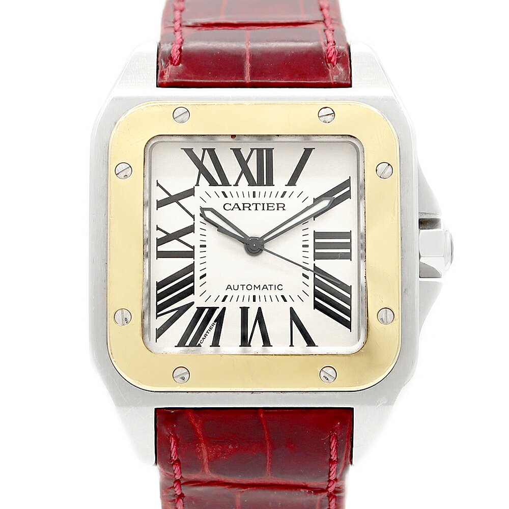 Cartier カルティエ サントス100 LM W20072X7 100m防水 デイト シルバー  ...