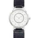 電池交換済 LOUIS VUITTON ルイヴィトン タンブール スリムMM Q13MJ B ダイヤモンド 8Pダイヤ 50m防水 シルバー SS ステンレス 純正ベルト 純正尾錠 レディース クォーツ【6ヶ月保証】【腕時計】【中古】(2)