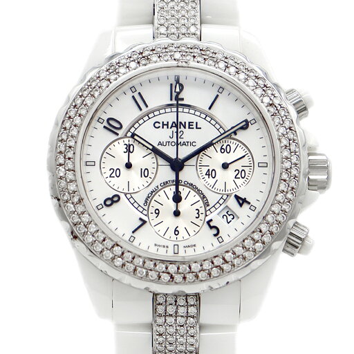 内部点検済 CHANEL シャネル J12 2重ダイヤベゼル クロノグラフ H1007 ダイヤモンド デイト 200m防水 白 ホワイト CE セラミック SS ステンレス アフターダイヤ メンズ 自動巻き【6ヶ月保証】【腕時計】【中古】 内部点検済 CHANEL シャネル J12 2重ダイヤベゼル クロノグラフ H1007 ダイヤモンド デイト 200m防水 白 ホワイト CE セラミック SS ステンレス アフターダイヤ メンズ 自動巻き【6ヶ月保証】【腕時計】【中古】