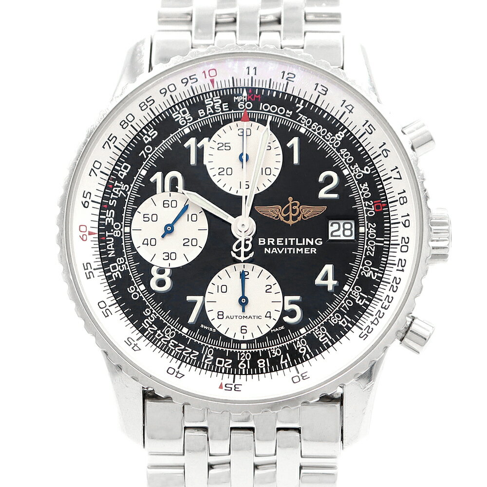 BREITLING ブライトリング オールドナビタイマー クロノグラフ A13322 デイト 30m防水 スモールセコンド デイト 黒 ブラック SS ステンレス メンズ 自動巻き【6ヶ月保証】【腕時計】【中古】