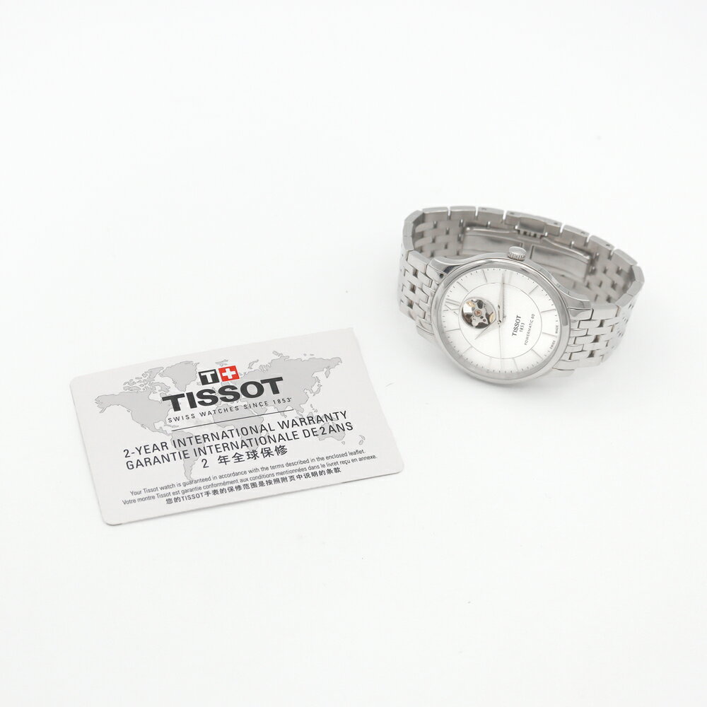 TISSOT ティソ トラディション オートマティック オープンハート T063907A 30m防水 裏スケ シルバー SS ステンレス メンズ 自動巻き【6ヶ月保証】【腕時計】【中古】