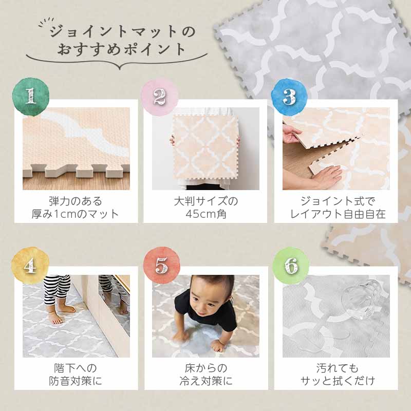 【オリジナルデザイン】ジョイントマット 6畳 48枚入り 45cm角 おしゃれなフロアマ...