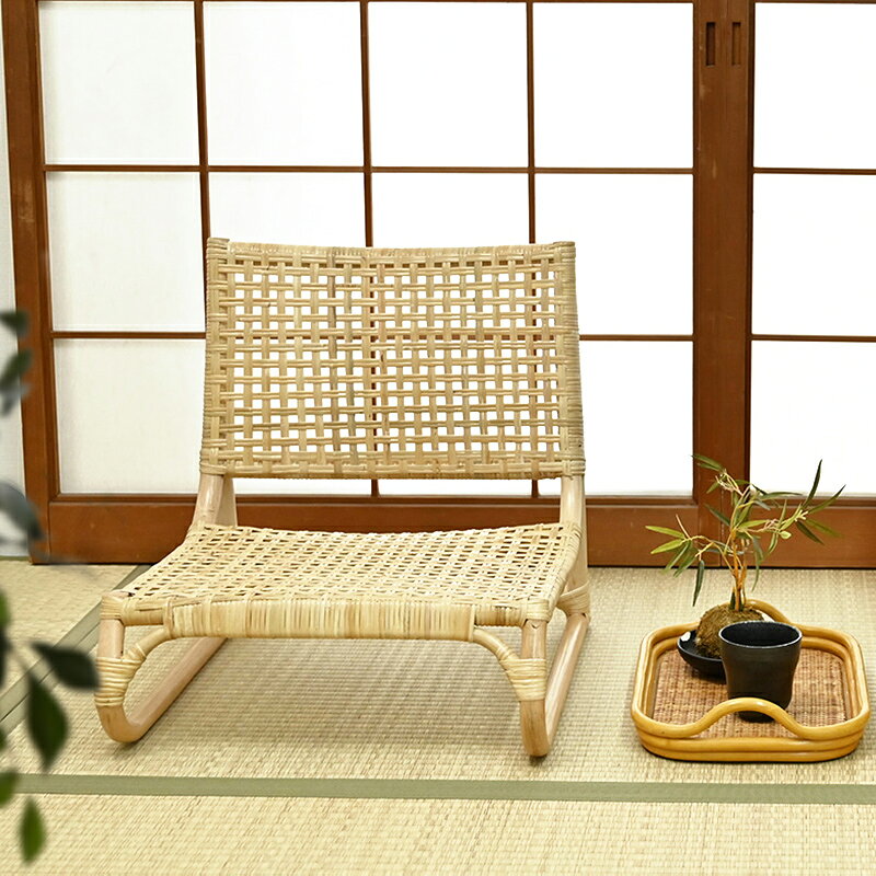 座椅子 ラタンチェア ローチェア rattan 椅子 リラックス フロアチェア ラウンジチェア パーソナルチェア イージーチェア 座椅子 ベージュ ナチュラル インテリア 和風 日本 畳 ひとり暮らし リビングチェア 北欧 おしゃれ C060ND [2]