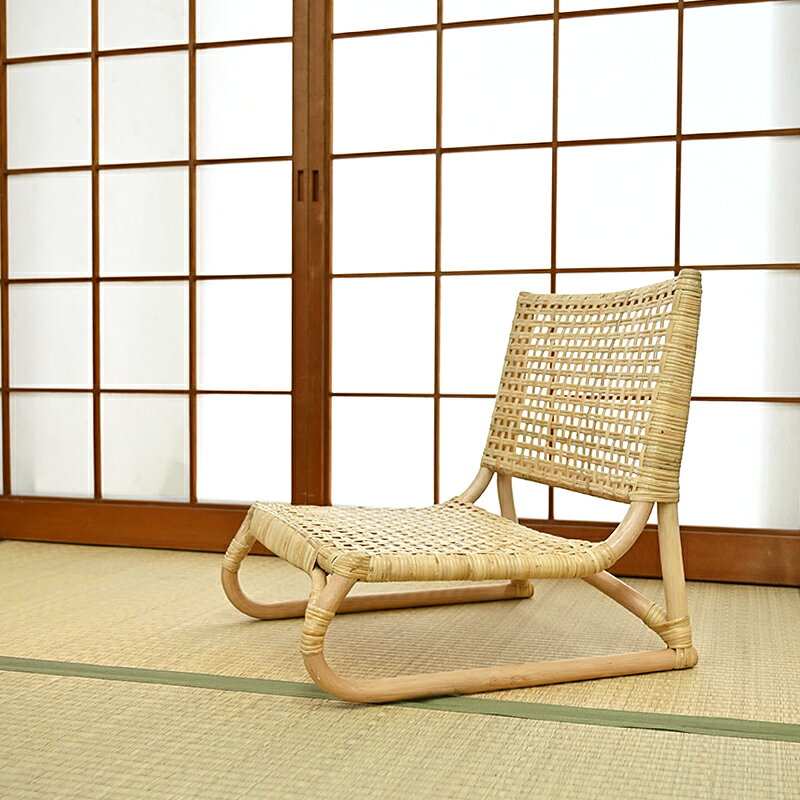 座椅子 ラタンチェア ローチェア rattan 椅子 リラックス フロアチェア ラウンジチェア パーソナルチェア イージーチェア 座椅子 ベージュ ナチュラル インテリア 和風 日本 畳 ひとり暮らし リビングチェア 北欧 おしゃれ C060ND [3]