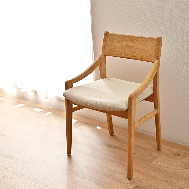 【限定1台!!展示品アウトレット】24999→14999円!!アジアン家具 ダイニングチェア チーク材 天然木 バリ風 シンプル エスニック モダン アジアン インドネシア ブラウン アームチェア 座面クッション C390XP [2]