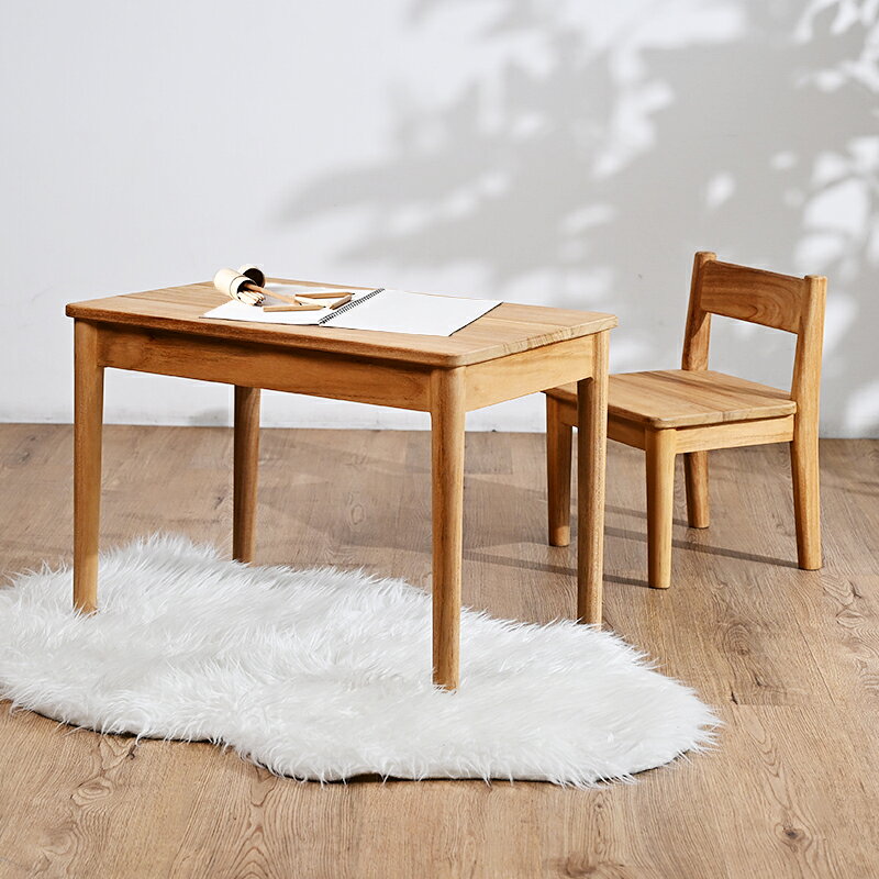 ≪SALE≫15999→13999円!!チーク 無垢 キッズテーブル単品or2種類から選べるキッズチェアセット キッズテーブル 引き出し付き 子供机 子ども机 おしゃれ テーブル 北欧 チーク 木製 子供 つくえ ナチュラル 家具 ソープフィニッシュ 子供家具 子供部屋 カフェ ETT270 [3]