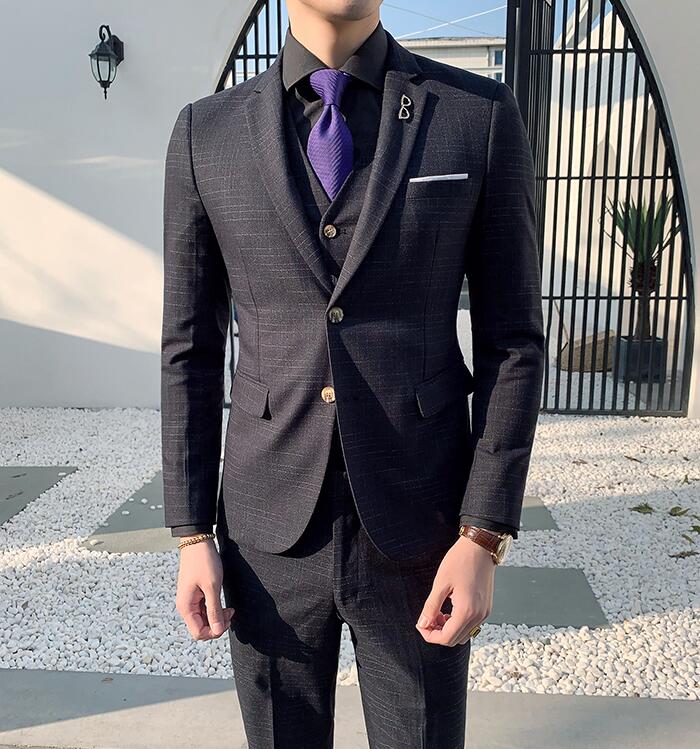 新品 送料無料 ビジネススーツ メンズファションドレス 通勤 お兄系ー 上品 3点セットアップスーツ カジュアルスーツ 二次会 司会 結婚式 フォーマル 3COLOR 演奏会 20代30代40代 ジャケット+ズボン+ベスト