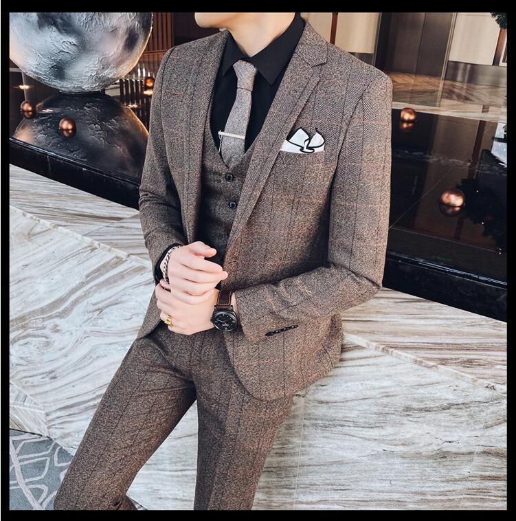 ビジネス 通勤 送料無料 チェック柄 結婚式 紳士用 3ピーススーツ メンズスーツ カジュアル 上品 結婚式 宴会 スリムスーツ 花婿の介添え 入学式 オシャレフォーマル 成人式 20代30代40代 大きいサイズ ジャケット+ベスト+パンツ