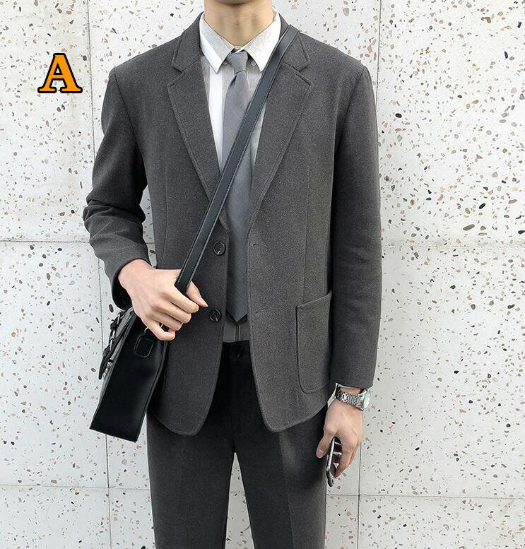 送料無料 成人式 スリムスーツ 韓国風 メンズスーツ ジャケット+9分パンツ 紳士用 ビジネス 結婚式 無地 カジュアル 宴会 スリムスーツ 洋服 司会 スリーピーススーツ 花婿の介添え 通勤 オシャレ 入学式 フォーマル 学生 20代 30代 40代 size: S~2XL