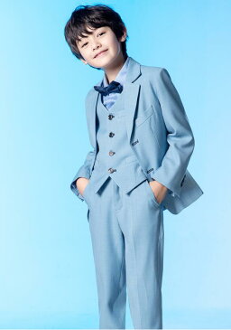 カッコイイ おしゃれ 子どもスーツ 男の子スーツ タキシード キッズスーツ 5点セット 子供服 司会者 ピアノ 成人式 入学式 発表会 卒業式 結婚式 演出会 ジャケット+ズボン+ベスト+長袖シャツ+蝶ネクタイ 秋冬 二つボダンスーツ 青 ベスト付き 100/110/120/130/140/150/160