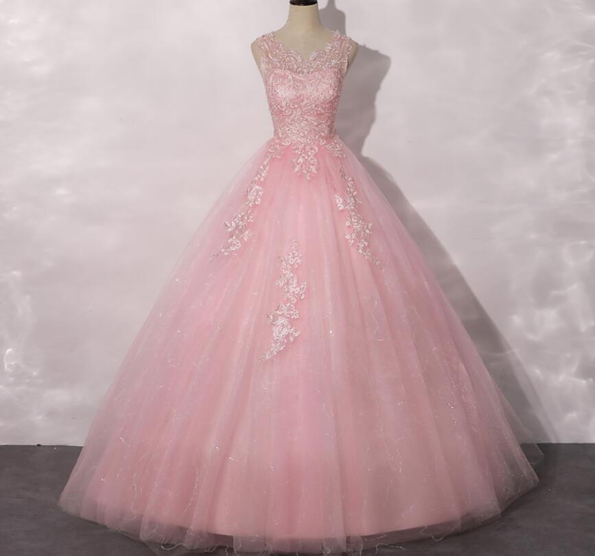 演奏会 コンサート パーティードレス ウェディングドレス 二次会 プリンセス 結婚式 ステージ 衣装 舞台 編み上げ イブニングドレス フォーマル S/M/L/XL/2XL 卒業会 チュールスカート プリンセス マキシ丈ドレス ピンク 袖なし レース