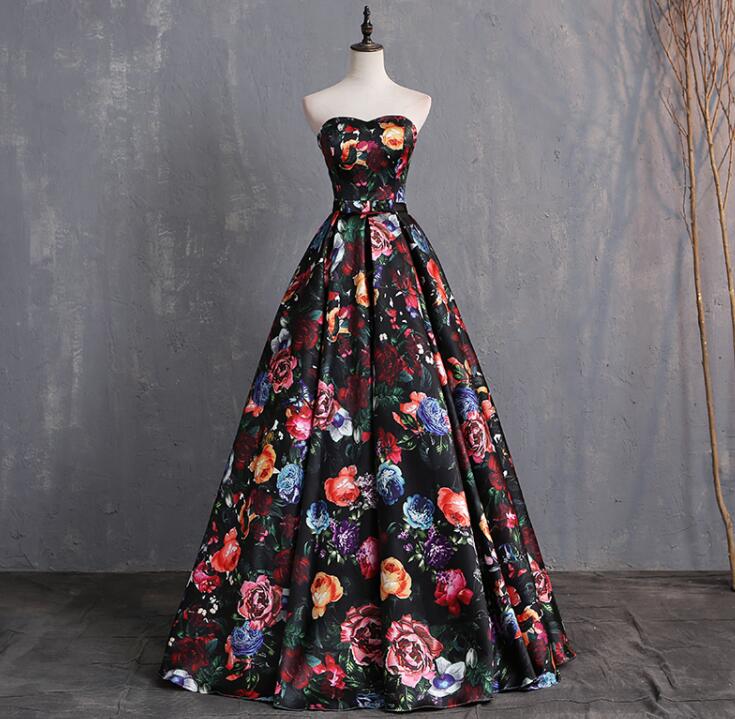 高品質★カラードレス 演奏会 ビスチェドレス パーティー ウェディングドレス 編み上げイブニングドレス フォーマル卒業会 プリンセス マキシ丈ドレス花柄 森ガール 写真撮影 袖なし ベアトップ 黒 花柄 ノースリーブ ウェディングドレス ブライズメイド