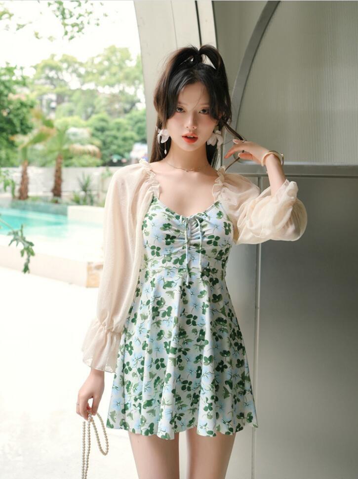 新発売 花柄 高品質 2点セット タンキニ レディース 水着 親子服 みずぎ オールインワン 水着ワンピース型 袖あり 長袖 水着レディース シンプル ハイウエスト 小胸 ママ水着 M～3XL 大きいサイズ ビーチウェア 露出控えめ 学生 子供服 水着 キッズ パッド付