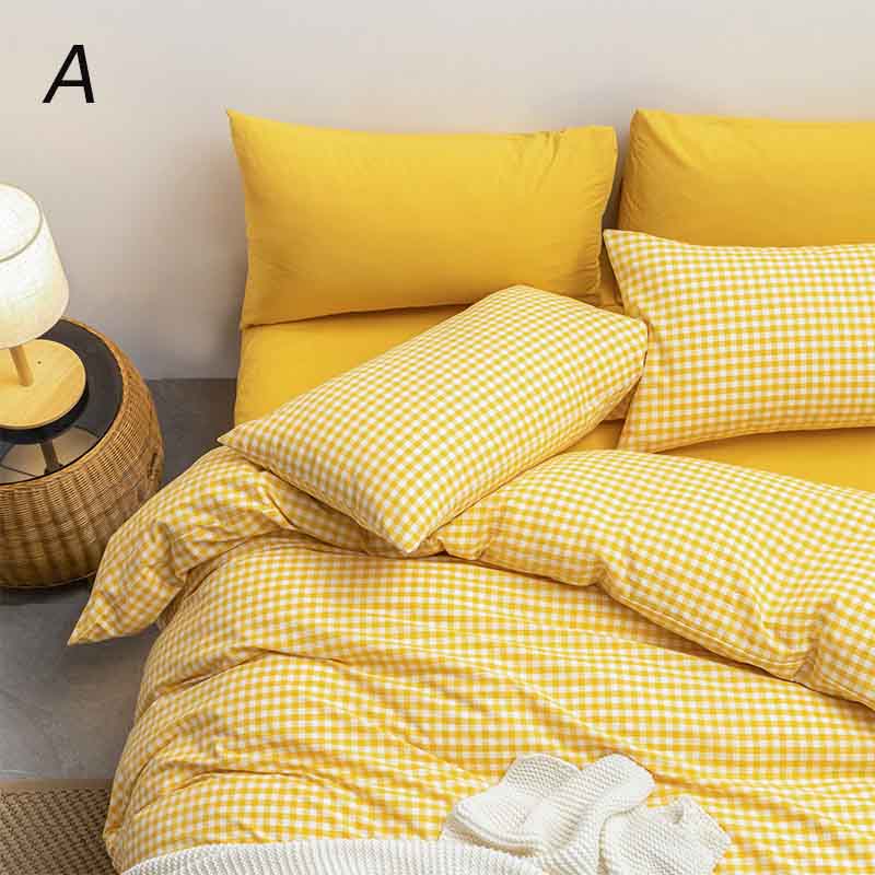 【送料無料】全9色 布団カバーセットブルー イエロー チェック柄 グリーン ストライプ コットン100% 寝..