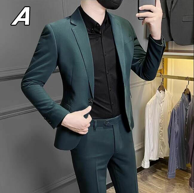 品質良い 4色 ジャケットボタン1つ 無地スーツ 上下セット メンズスーツ オシャレスーツ ビジネススーツ 「ジャケット+ズボン 」フ ォーマルスーツ カジュアル スタイリッシュスーツ バンド S~4XL 大きいサイズ タキシード スーツ 司会 スリム 花婿スーツ カラースーツ