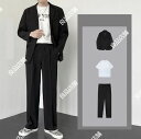 4色 3点セット タキシード 紳士服 メンズスーツ スリーピース ビジネス リクルートスーツ ジャケット+Tシャツ+パンツ S~4XL カジュアル フォーマル 花婿 スリムスーツ タキシード スタイリッシュスーツス タイリッシュスーツ 2つボタンスーツ