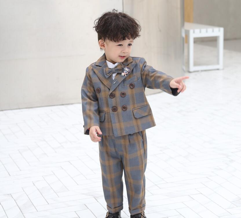 チェック柄 ダブルボタン 4色 男の子 子供スーツ 3点セット ジャケット+ベスト+ズボン 七五三 子供服 ドレスコート 入学式 男の子スーツ 出演 キッズ カ...
