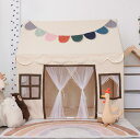 上品 新作 高品質カンバス キッズテント 天然木 135*105*135CM2点セット テント+フロアマット 子供テント ゲームハウス 落書き可 丸洗い可 ごっ...