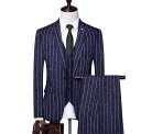 メンズスーツ 3ピーススーツ スリムストライプスーツ フォーマル 結婚式 通勤 入学式 成人式秋冬春夏★花婿の介添え 紳士用 OL 20代30代40代 大きいサイズ タキシードジャケット+ベスト+パンツ 一つボダンスーツ 4色選択可!M/L/XL/2XL/3XL/4XL カジュアル