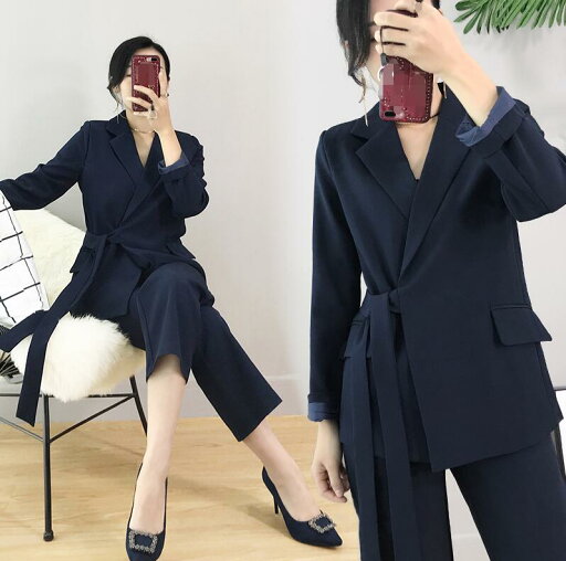 お呼ばれ 長袖スーツ+ガウチョパンツ フォーマルドレス 結婚式 パーティドレス 着痩せ エレガント/20代30代40代/秋春冬/OL通勤/キャバドレス/2次会/セクシー/2点セット成人式/ビジネス/セレモニースーツ S/M/L/XL無地/カジュアル/ゆったり/ベルト付き/ネイビー お呼ばれ 長袖スーツ+ガウチョパンツ フォーマルドレス 結婚式 パーティドレス 着痩せ エレガント/20代30代40代/秋春冬/OL通勤/キャバドレス/2次会/セクシー/2点セット成人式/ビジネス/セレモニースーツ S/M/L/XL無地/カジュアル/ゆったり/ベルト付き/ネイビー