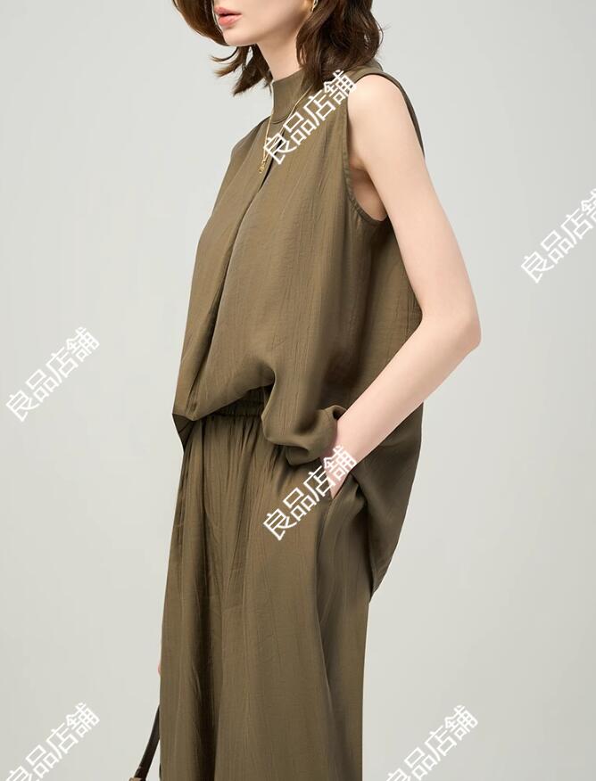 2色 セットアップ エレガント 上品 キレイめ レディース 2点セット 上下セット ノースリーブトップス＋ワイドパンツ オシャレ 夏秋 通勤 お出かけ お呼ばれ 二次会 同窓会 七五三 入学祭 ママ カジュアル 韓国風 着痩せ 20代30代40代 体型カバー通勤 春 夏 ガウチョパンツ