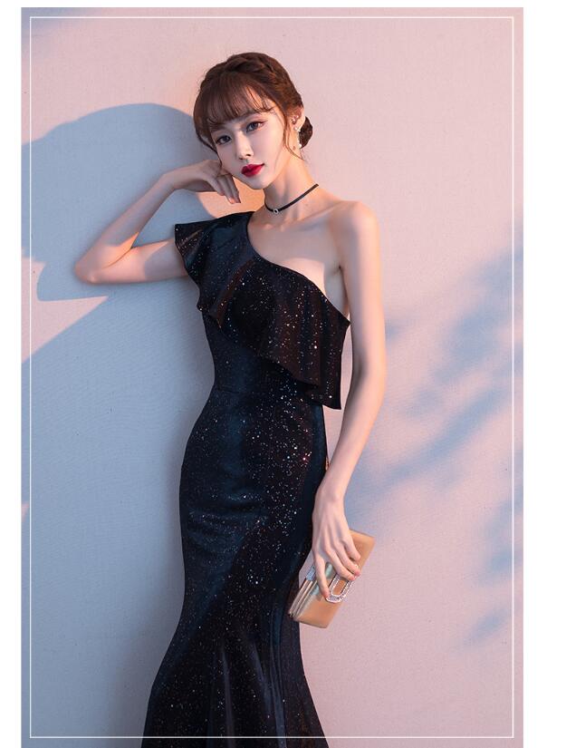 お呼ばれ★フェミニン パーティードレス イブニングドレス 二次会 結婚式 エレガント フォーマル 着痩せ 20代30代40代 ウェディングドレス/コーラス衣装 七五三 成人式 XS/S/M/L/XL Party Dress マキシ丈 ナイトドレス マーメイドスカート 黒