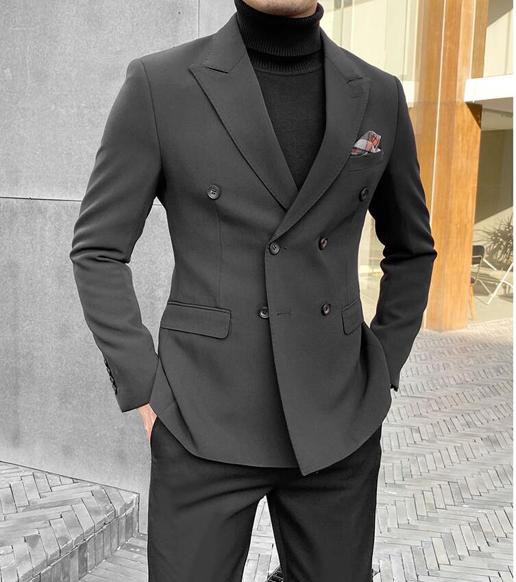 上品★入学式 メンズスーツ 2ピーススーツ スリム 無地フォーマル 結婚式 通勤 成人式 秋冬春夏★花婿の介添え 紳士用 OL 20代30代40代 ジャケット+パンツ ダブルスーツ 3色選択可！M/L/XL/2XL/3XL カジュアル 大きいサイズ カッコイイ ババ