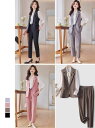 夏限定 4色 3点セット ベスト+シャツ+パンツ スーツ レディース パンツスーツ 上下 ベストスーツ パンツ セットアップ 気質 エレガント 着痩せ カジュア...