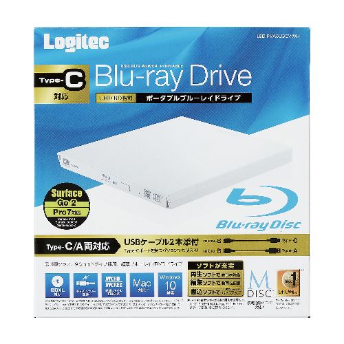エレコムBlu-rayディスクドライブ/USB3.0/スリム/再生amp;編集ソフト付/UHDBD対応/Type-Cケーブル付属/ホワイトASNLBD-PVA6U3CVWH|パソコンドライブブルーレイドライブ