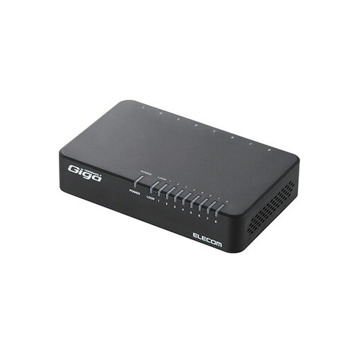 エレコム Giga対応スイッチングHub/8ポート/プラスチック筐体/電源外付モデル/ブラック ASNEHC-G08PA2-B|パソコン ネットワーク機器 ハブ【代引き決済不可】【日時指定不可】
