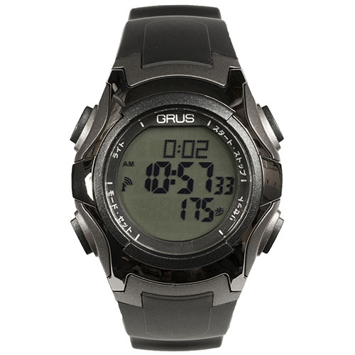 GRUS グルス ウォーキング電波ウォッチ 時刻調整不要 日常兼用モデル ブラック ASNGRS005-01|雑貨・ホビー・インテリア 雑貨 腕時計