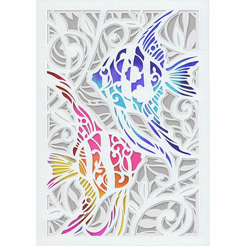トラストプリンティング 切り絵キット (カサネ)エンゼルフィッシュ-A4white-H ハンドメイドペーパーカ..