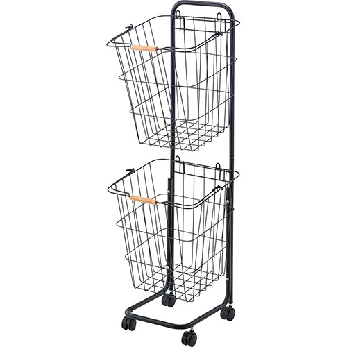 東谷 バスケットワゴン ブラック ASNLFS-881BK|雑貨・ホビー・インテリア インテリア 収納家具