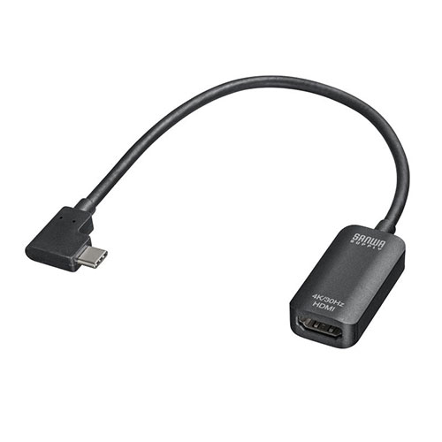 サンワサプライ USB Type C L型-HDMI変換アダプタ 4K/30Hz ASNAD-ALCHD02L|スマートフォン・タブレット・携帯電話 iPad ケーブル