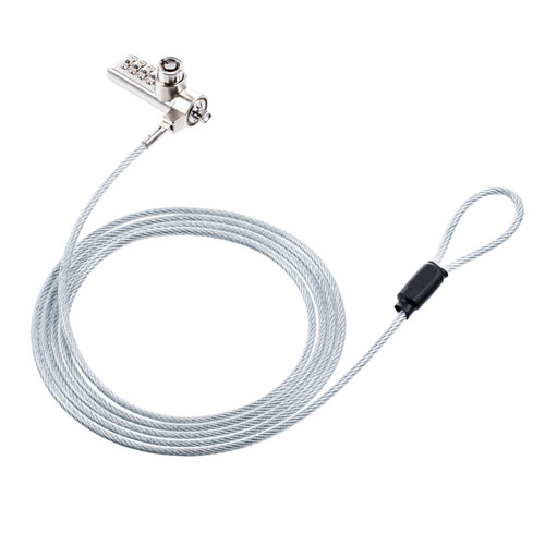 サンワサプライ シリンダ+ダイヤル錠対応セキュリティワイヤー ASNSL-88|雑貨・ホビー・インテリア 雑..