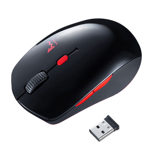 サンワサプライ 静音ワイヤレスブルーLEDコンボマウス(ブラック×レッド) オフィス機器 ASNMA-WBTBL193BKR|パソコン パソコン周辺機器 マウス