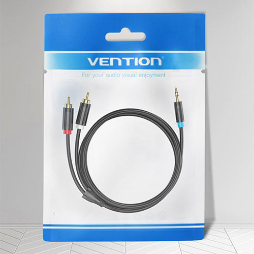【5個セット】 VENTION 3.5Mm Male to 2-Male RCAアダプターケーブル 5m Black ASN...