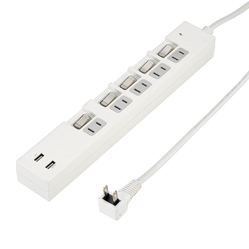 樂天商城 - YAZAWA 個別スイッチ付5AC2USB3.4A2m ホワイト ASNY02KS752WH2U|家電 生活家電 OAタップ