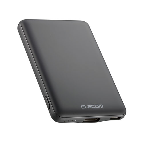 エレコム 薄型コンパクトモバイルバッテリー(5000mAh/2.4A/Cx1+Ax1) ASNDE-C37-5000DGY|スマートフォン・タブレット・携帯電話 スマー..