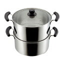 パール金属 だんらん ステンレス製ガラス蓋付深型2段蒸し器28cm 2升用 ASNH-4795|雑貨・ホビー・インテリア キッチン雑貨 調理器具